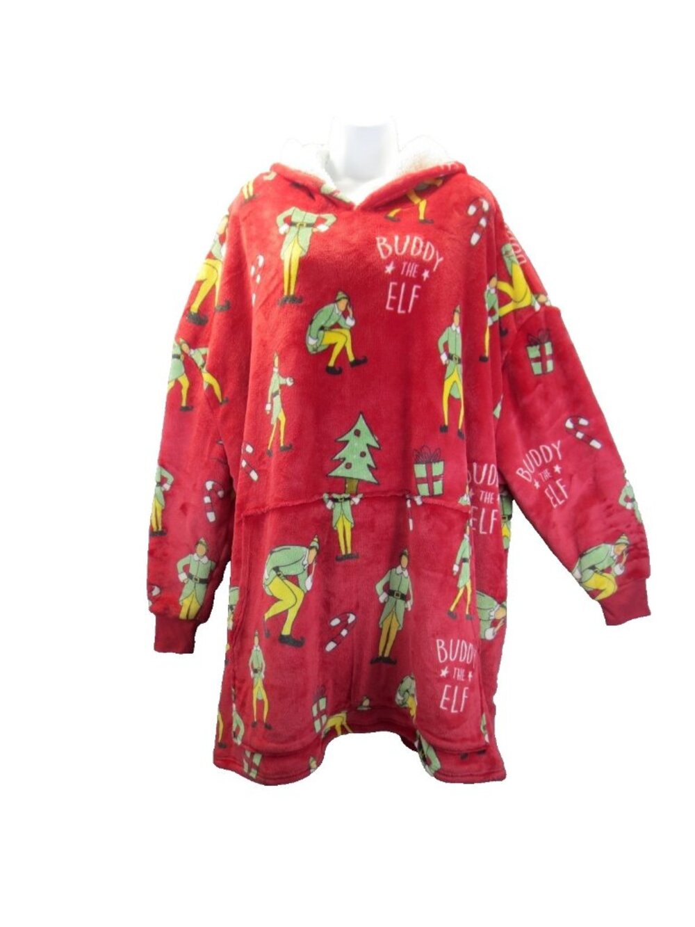 Oversized Buddy the Elf Blanket Hoodie Sweatshirt Sherpa Fleece Snuggle